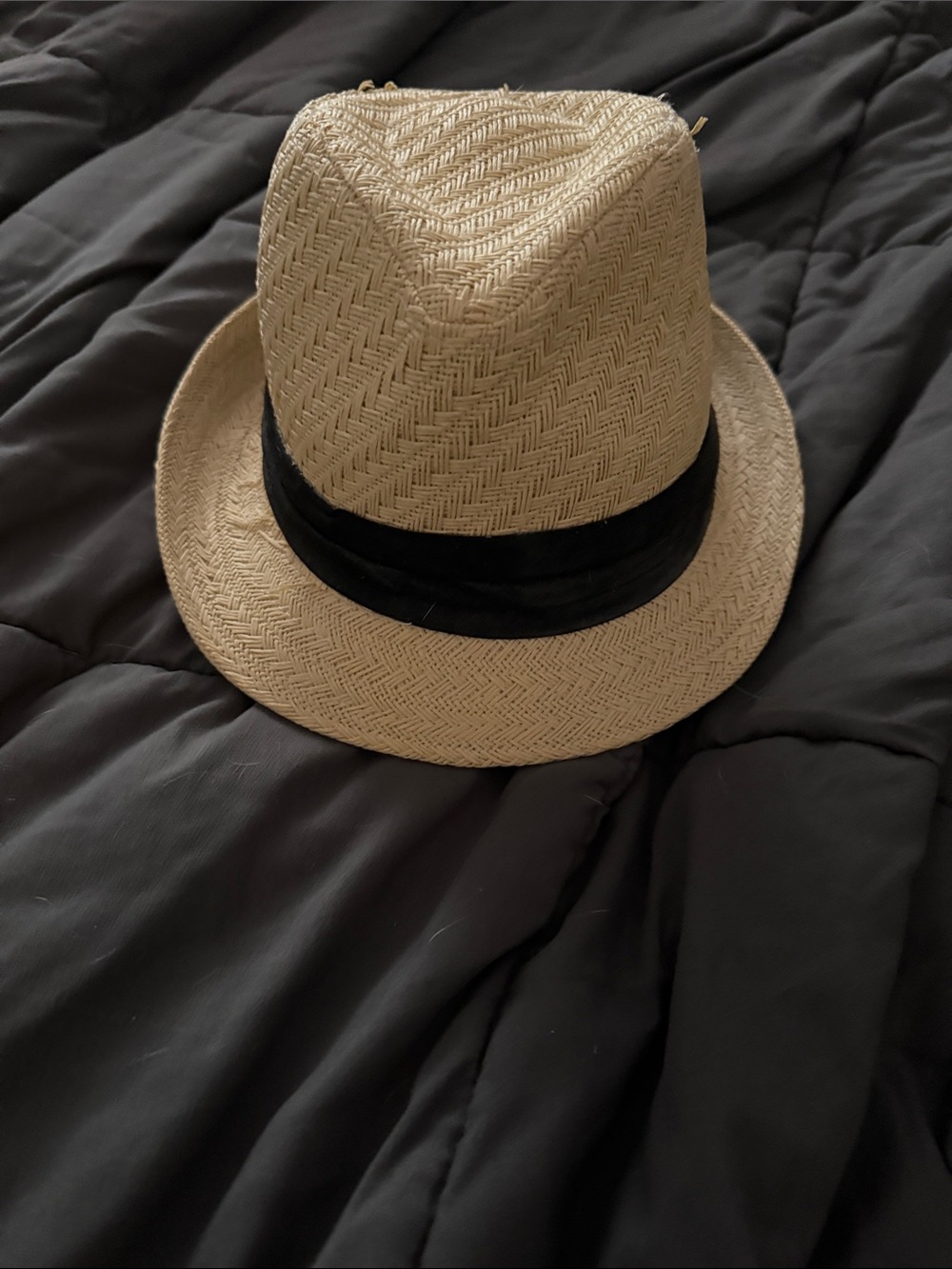 Straw Fedora with Black Band